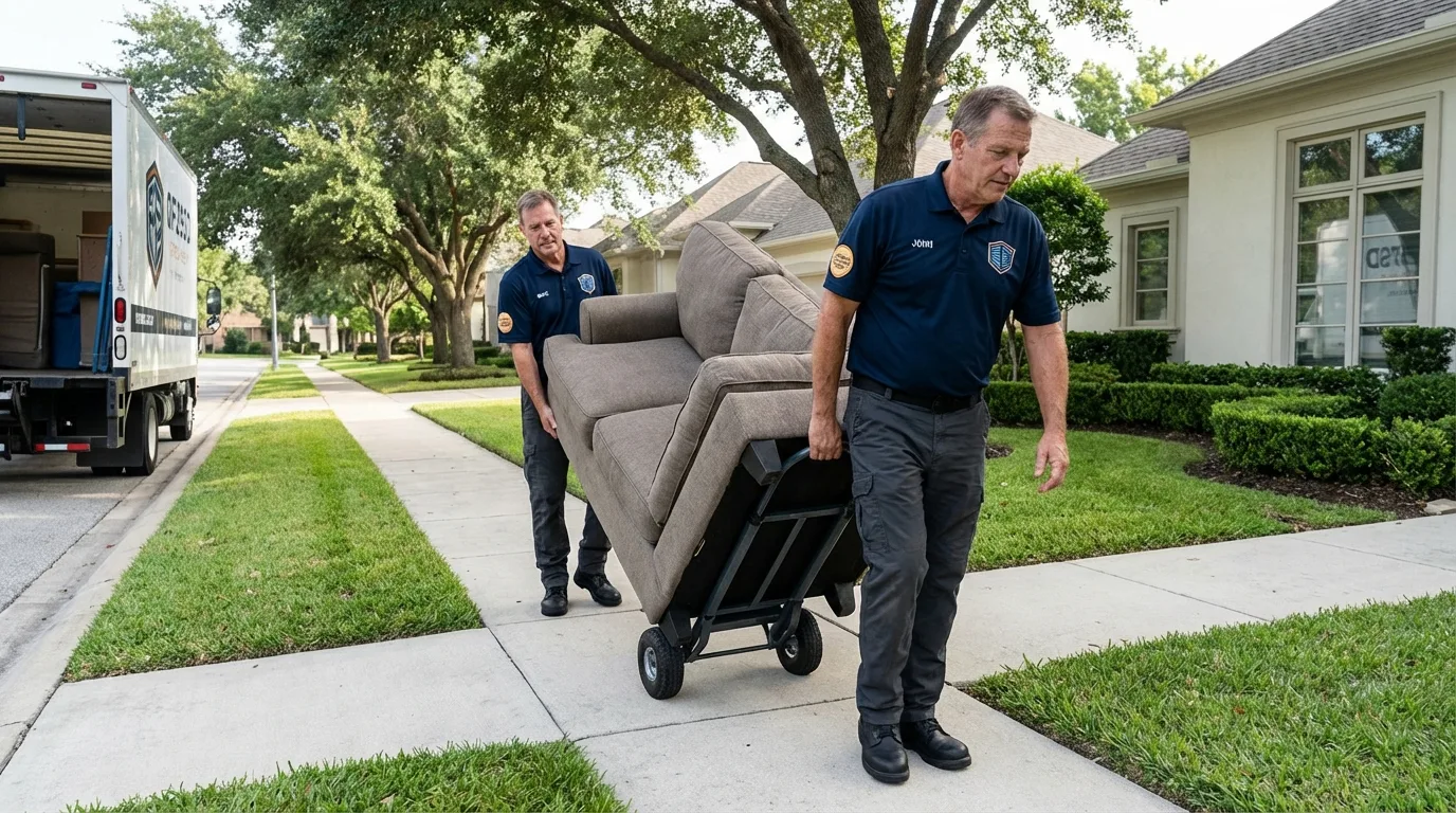 Local residential moving crew loading furniture in Pinebluff, NC